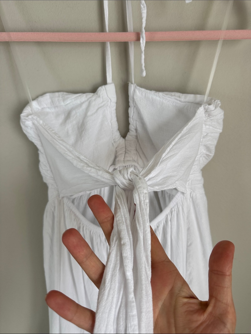 Blanco by Nature White Halter Maxi Dress Size L Back Boho Resort Beach - Picture 7 of 9